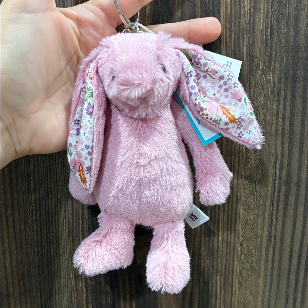 Jellycat Pink Plush Bunny with White Tail Blossom Cream